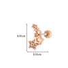 Girls Cochlear Ear Studs Copper Inlaid Zircon Pink Love Bow Titanium Steel Electroplated Flower Pattern
