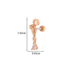 Girls Cochlear Ear Studs Copper Inlaid Zircon Pink Love Bow Titanium Steel Electroplated Flower Pattern