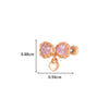 Girls Cochlear Ear Studs Copper Inlaid Zircon Pink Love Bow Titanium Steel Electroplated Flower Pattern
