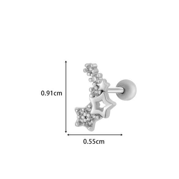Girls Cochlear Ear Studs Copper Inlaid Zircon Pink Love Bow Titanium Steel Electroplated Flower Pattern