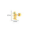 Girls Cochlear Ear Studs Copper Inlaid Zircon Pink Love Bow Titanium Steel Electroplated Flower Pattern