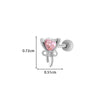 Girls Cochlear Ear Studs Copper Inlaid Zircon Pink Love Bow Titanium Steel Electroplated Flower Pattern