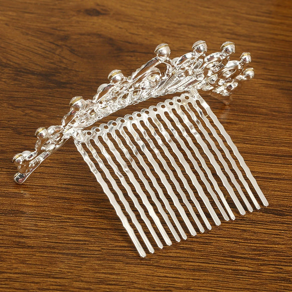 Girls Crown Hair Accessories Alloy Pearl Electroplated Silver Crown Headwear