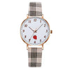 Girls Cute Fashion Quartz Watches Alloy Case Imitation Leather Strap Strawberry Pattern Round Dial