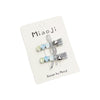 Girls Fabric Handmade Star Bow Hair Clips In Sea Blue And Silver With Rhinestone Bangs And Duckbill Clips