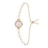 Girls Fashion Pearl Alloy Quartz Watch With Square Pullout Design