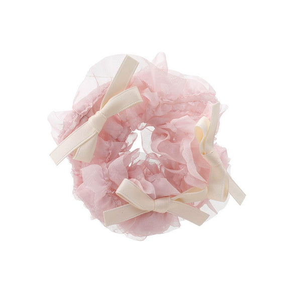 Girls Hair Accessories Mesh Handmade Ballet Bow Ribbon Hair Rope And Hair Ring