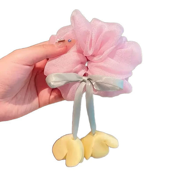 Girls Hair Tie Tulip Flower Style Handmade Mixed Materials