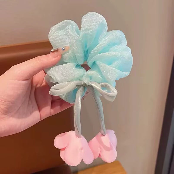 Girls Hair Tie Tulip Flower Style Handmade Mixed Materials