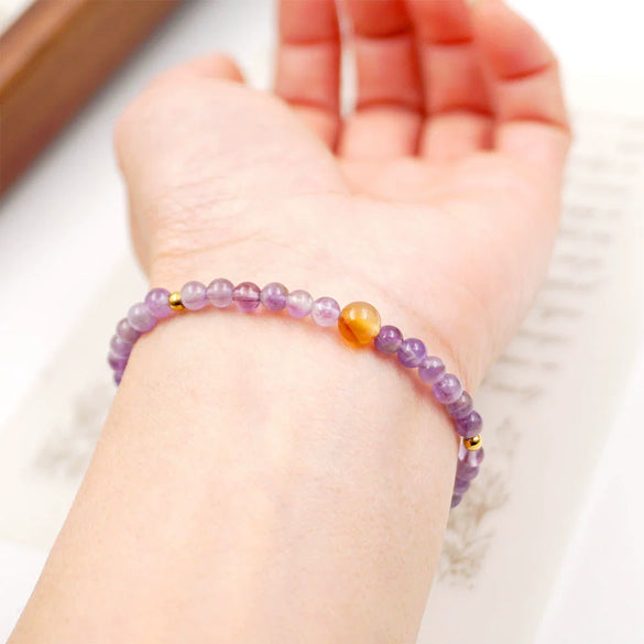 Girls' Handmade Beaded Bracelet With Amethyst Freshwater Pearl Yellow Agate Artificial Crystal Geometric Pattern