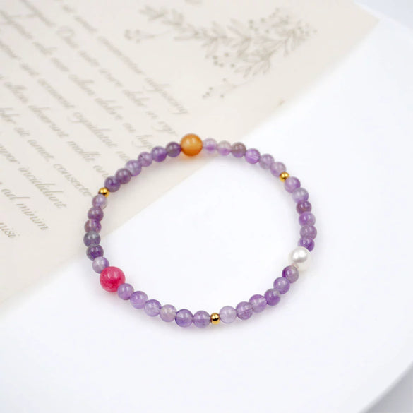 Girls' Handmade Beaded Bracelet With Amethyst Freshwater Pearl Yellow Agate Artificial Crystal Geometric Pattern