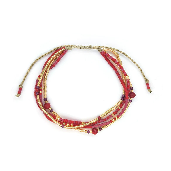 Girls Handwoven Glass And Glaze Geometric Beaded Bracelet