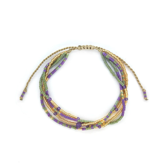 Girls Handwoven Glass And Glaze Geometric Beaded Bracelet