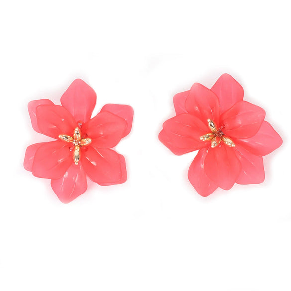 Girls Heart Fresh Bohemian Earrings Made Of White Frosted Resin In Flower Shape With Geometric Pattern And Electroplating Design