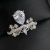 Girls' Heart Shaped Light Luxury Copper Ring With Zircon Inlay And Crown Pattern