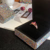 Girls' Heart Shaped Light Luxury Copper Ring With Zircon Inlay And Crown Pattern