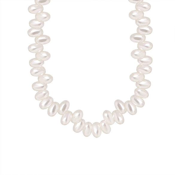 Girls Imitation Pearl Geometric Retro Elegant Simple Necklace Clavicle Chain Jewelry In Titanium Steel With Electroplating