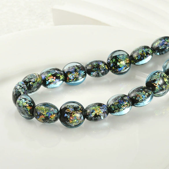 Girls Jewelry Copper Heart Flat Bead Electroplated Foil Glazed Hand Beaded Accessories