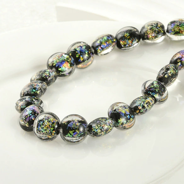 Girls Jewelry Copper Heart Flat Bead Electroplated Foil Glazed Hand Beaded Accessories