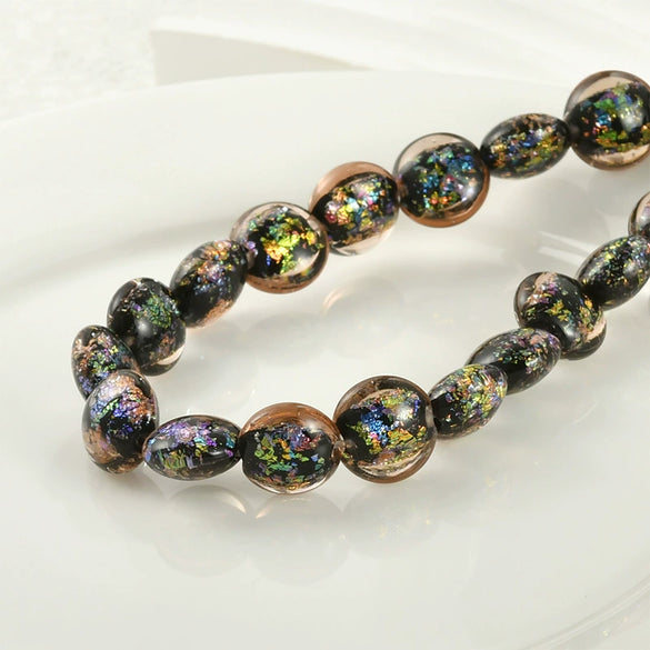 Girls Jewelry Copper Heart Flat Bead Electroplated Foil Glazed Hand Beaded Accessories
