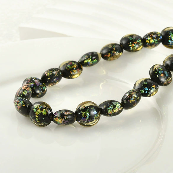 Girls Jewelry Copper Heart Flat Bead Electroplated Foil Glazed Hand Beaded Accessories