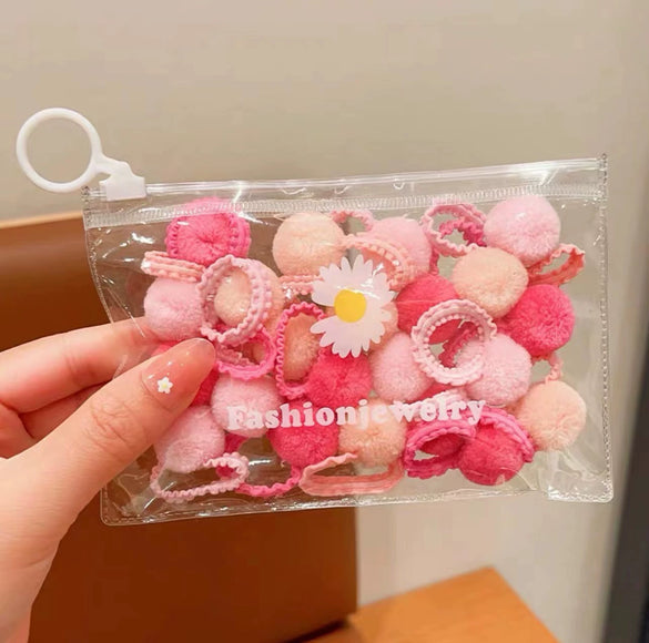 Girls Plush Handmade High Elasticity Hair Accessories Including Rubber Bands Hair Balls And Hair Rings