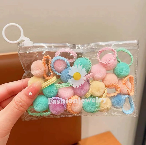 Girls Plush Handmade High Elasticity Hair Accessories Including Rubber Bands Hair Balls And Hair Rings