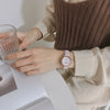 Girls' Round Dial Alloy Case Imitation Leather Strap Heart Shaped Cute Leisure Watch