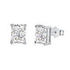 Girls S925 Sterling Silver Geometric Emerald Cut Zircon Earrings With Electroplating
