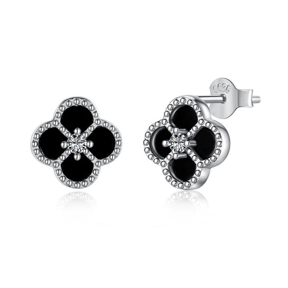 Girls S925 Sterling Silver Geometric Emerald Cut Zircon Earrings With Electroplating