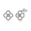 Girls S925 Sterling Silver Geometric Emerald Cut Zircon Earrings With Electroplating