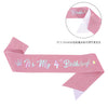 Girls Shoulder Strap Glitter Fabric Hot Stamping Pink Colorful Lettering Birthday Theme