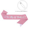 Girls Shoulder Strap Glitter Fabric Hot Stamping Pink Colorful Lettering Birthday Theme