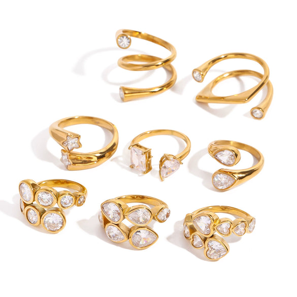 Girls Stainless Steel Open Ring Electroplating Simple Light Luxury Stacked Ring