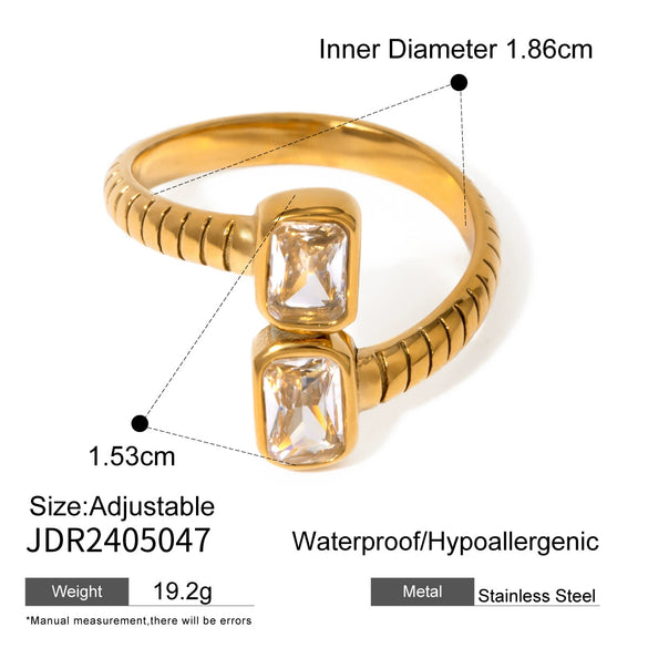 Girls Stainless Steel Open Ring Electroplating Simple Light Luxury Stacked Ring