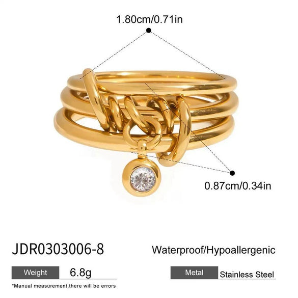 Girls Stainless Steel Open Ring Electroplating Simple Light Luxury Stacked Ring