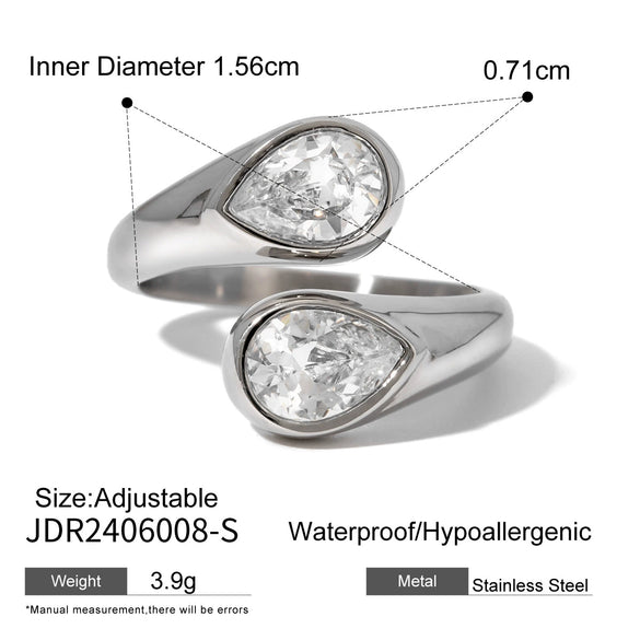 Girls Stainless Steel Open Ring Electroplating Simple Light Luxury Stacked Ring