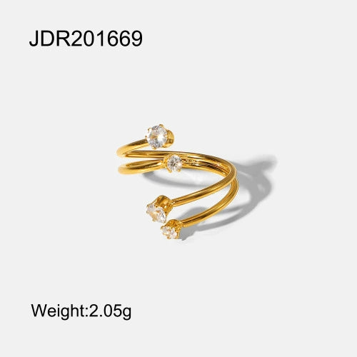 Girls Stainless Steel Open Ring Electroplating Simple Light Luxury Stacked Ring