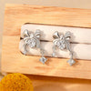 Girls' Titanium Steel Bow Pendant Earrings With Electroplating