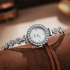 Girls Watch Alloy Gold Round Dial With Small Diamond Ins And Lazy Pullout Bracelet College Style
