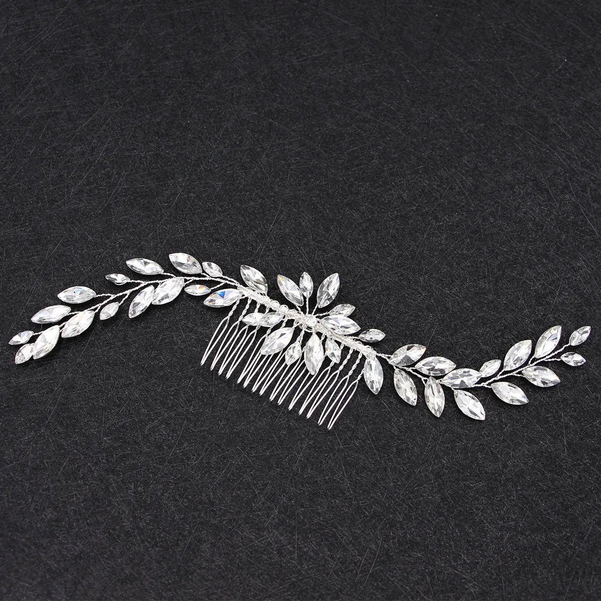 Glam Bridal Shiny Geometric Metal Rhinestone Insert Comb