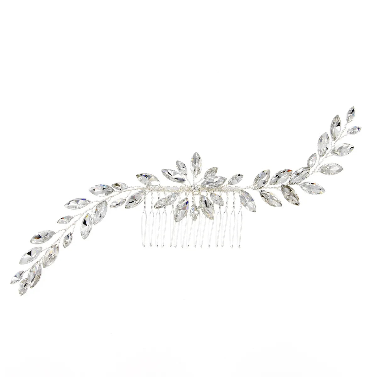 Glam Bridal Shiny Geometric Metal Rhinestone Insert Comb