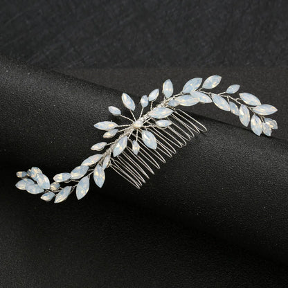 Glam Bridal Shiny Geometric Metal Rhinestone Insert Comb