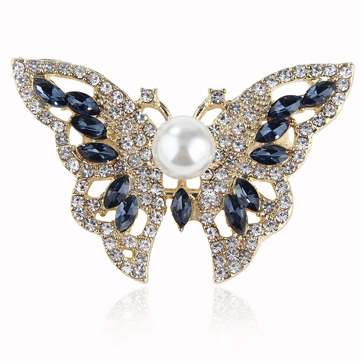 Glam Butterfly Alloy Inlay Artificial Pearls Rhinestones Women'S Brooches