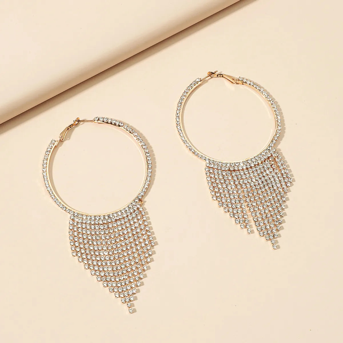 1 Pair Glam Circle Tassel Inlay Alloy Rhinestones Drop Earrings