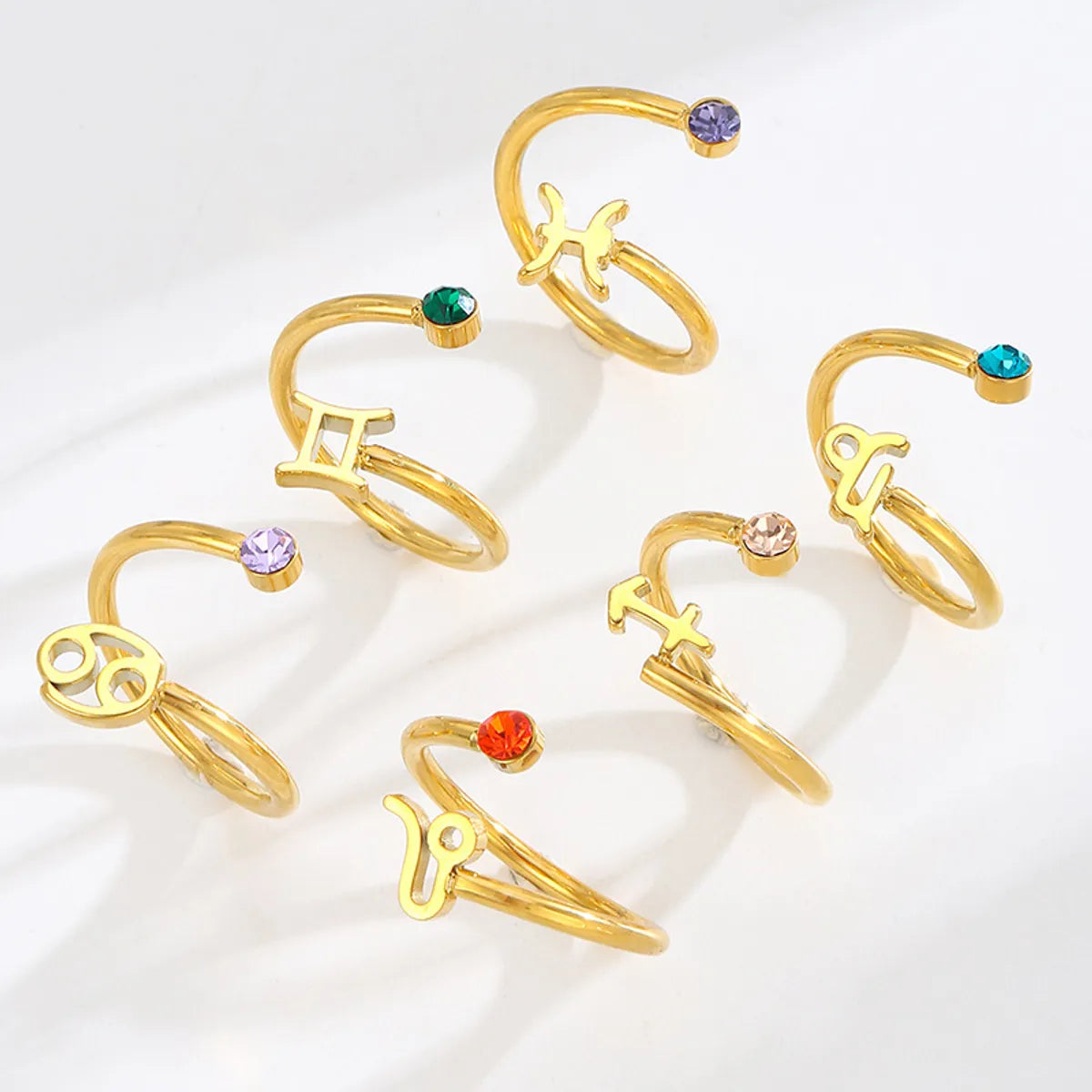 Glam Constellation Stainless Steel Plating Inlay Zircon Open Rings