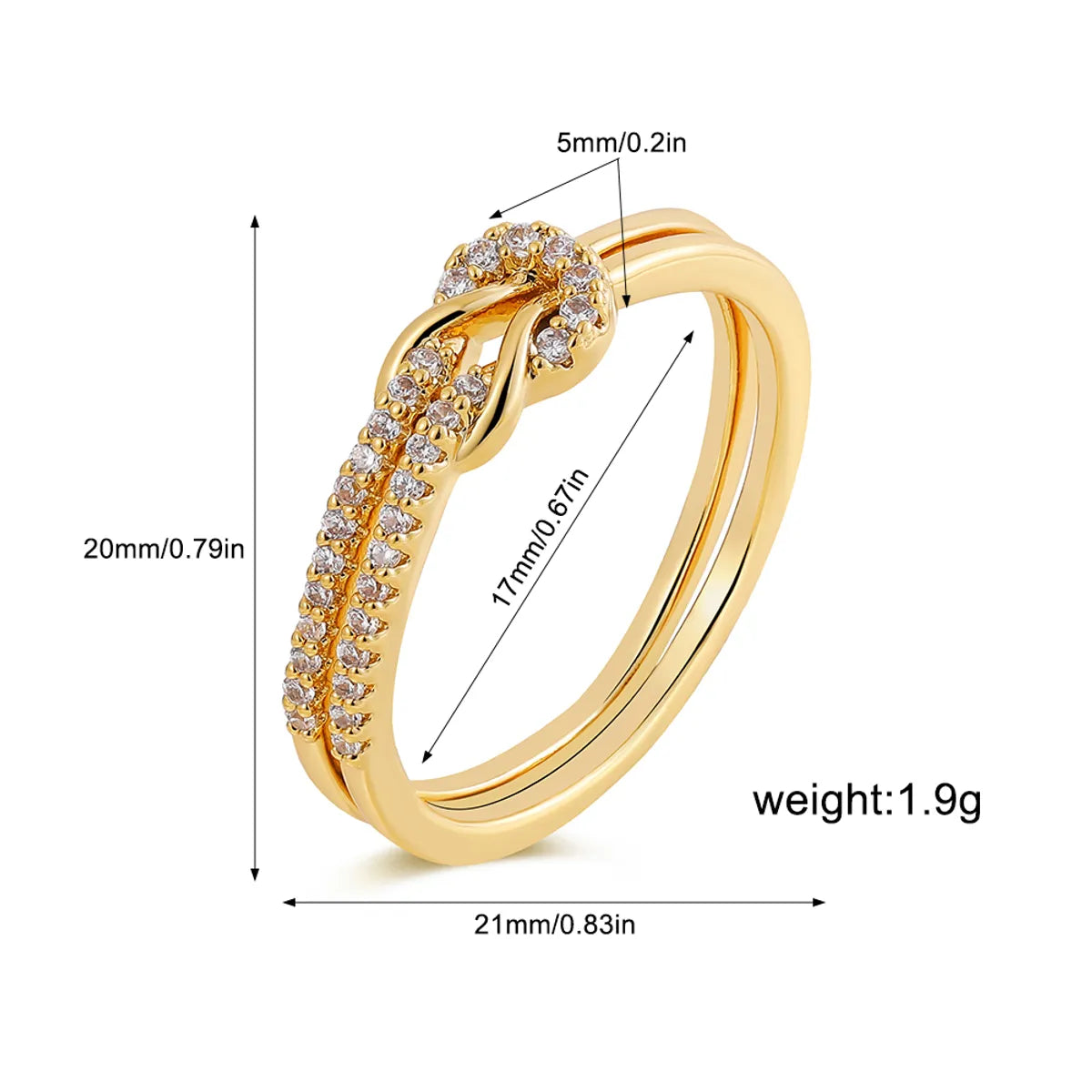 Glam Cute Shiny Knot Alloy Inlay Zircon Women'S Rings