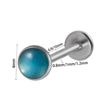 Glam Cute Shiny Round Stainless Steel Artificial Gemstones Lip Stud Ear Studs In Bulk