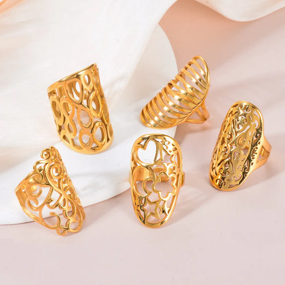 Glam Exaggerated Geometric Stainless Steel Plating Open Rings