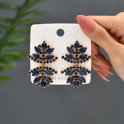 Glam French Style Beach Maple Leaf Copper Alloy Inlay Artificial Gemstones Women'S Drop Earrings